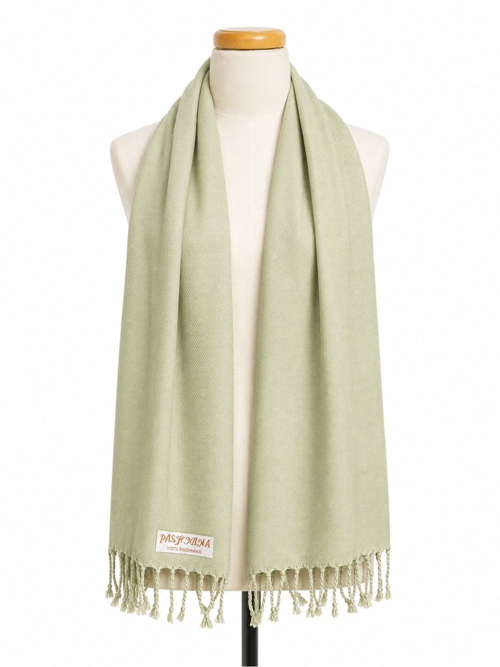 pashmina Sage Green Lightweight Fringe Wrap